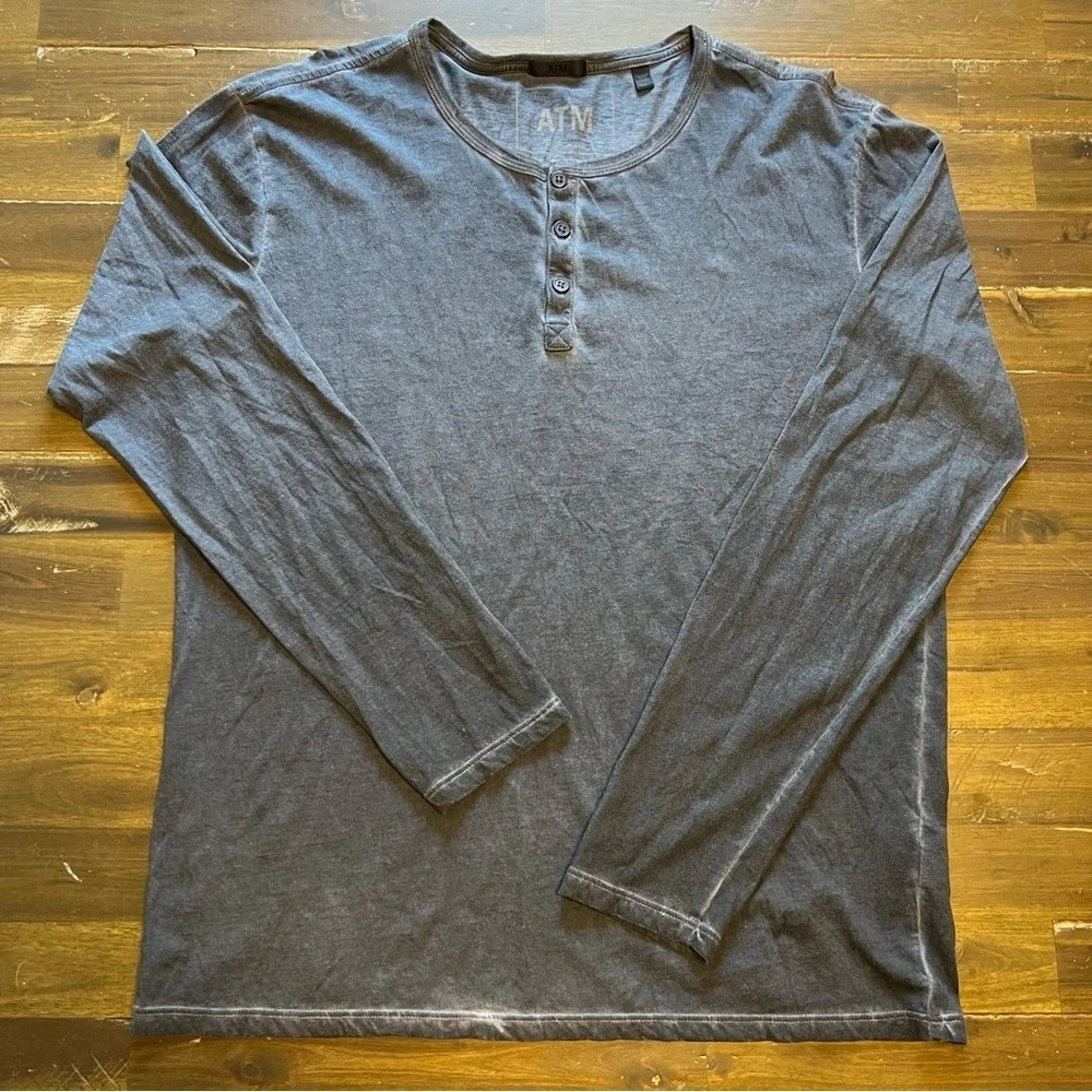 ATM Crew Neck Long Sleeve Henley Shirt